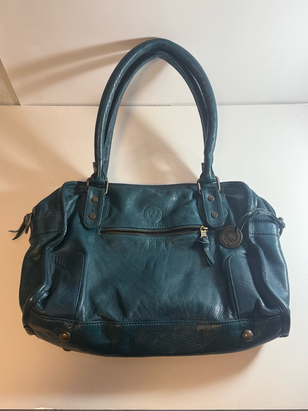 Wanderers Travel Co Teal Grain Leather  Two Way Wear Handbag Australia/pakistan